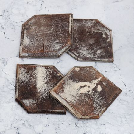 Dark Finish Handcrafted Wooden Coasters - Pack of 4